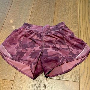 Lululemon running shorts in purple camo - barely worn - size 4 Tall